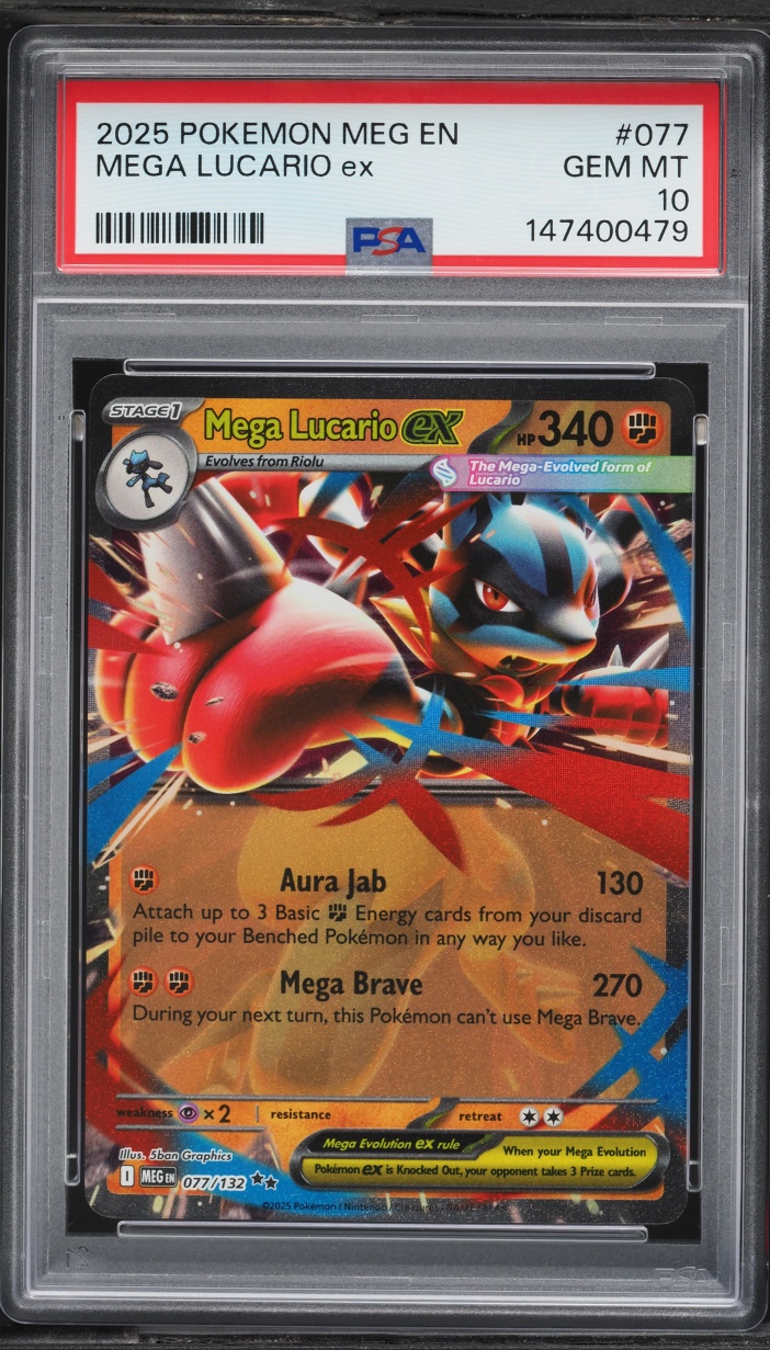 2025 Pokemon Mega Evolution Holo Mega Lucario ex #77 PSA 10 GEM MINT