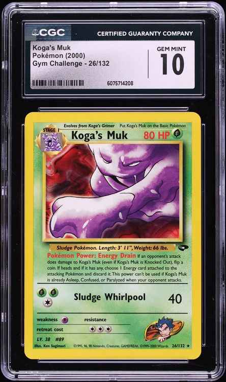 2000 Pokemon Gym Challenge Koga's Muk #26 CGC 10 GEM MINT