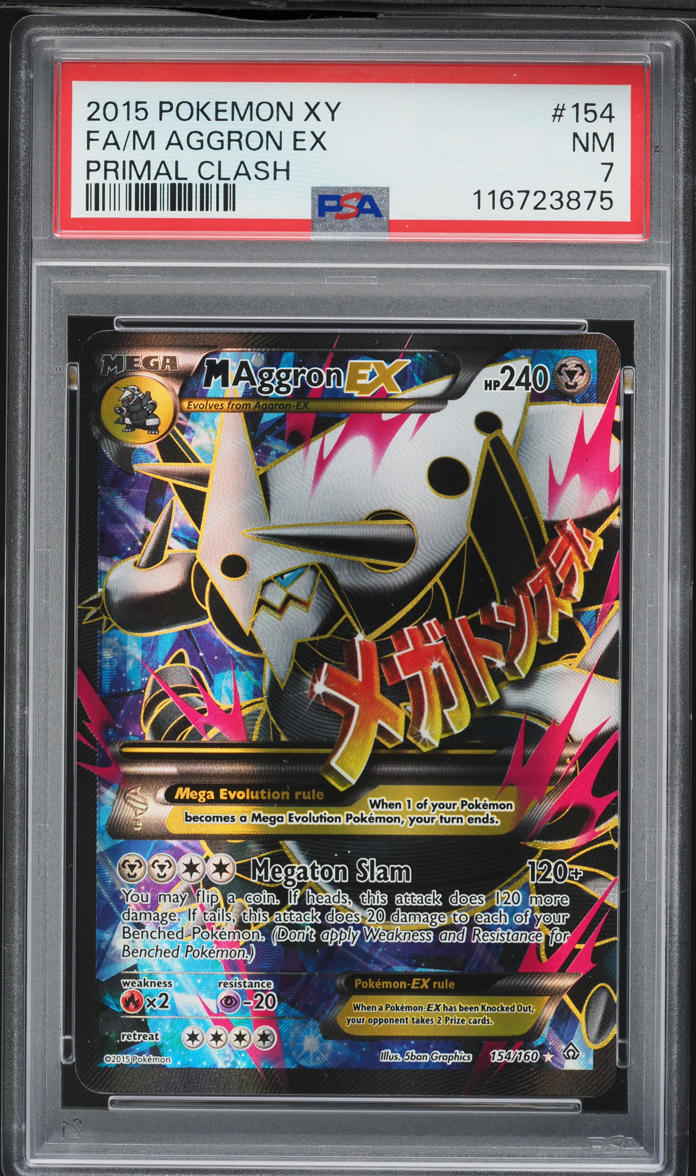 2015 Pokemon XY Primal Clash Full Art M Aggron EX #154 PSA 7 NRMT