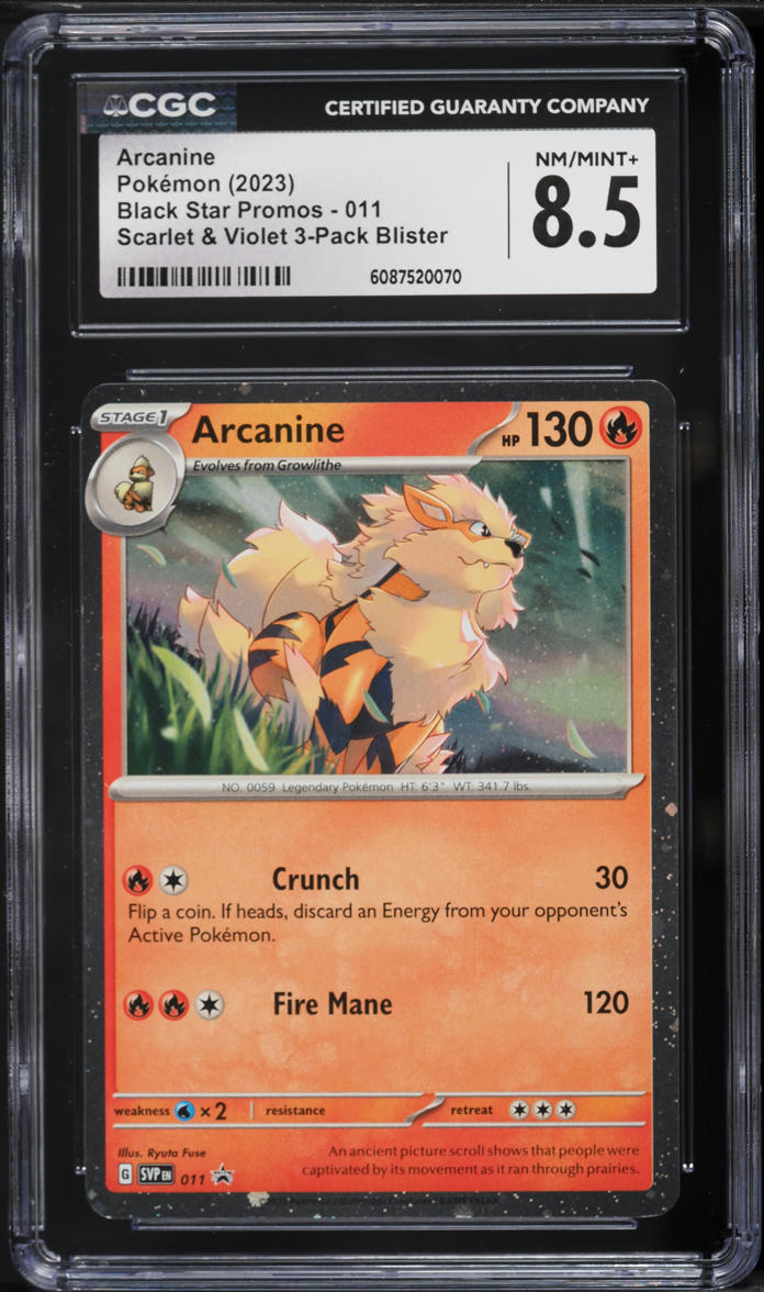 2023 Pokemon Scarlet & Violet Promo 3-Pack Blister Arcanine #011 CGC 8.5 NM-MT+