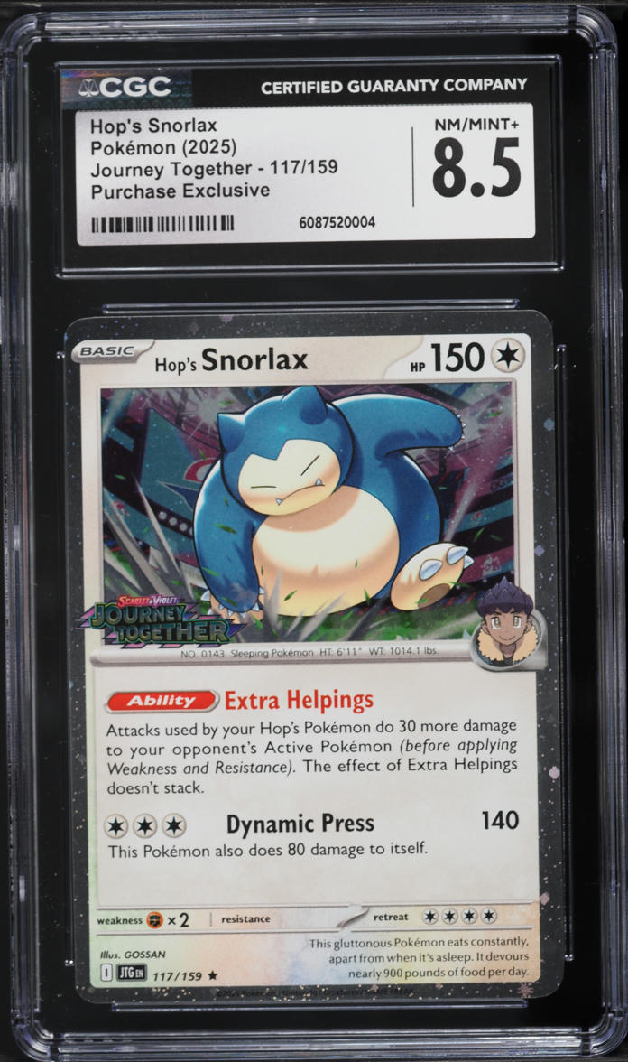 2025 Pokemon SV Journey Together Purchase Exclusive Hop's Snorlax #117 CGC 8.5 NM-MT+