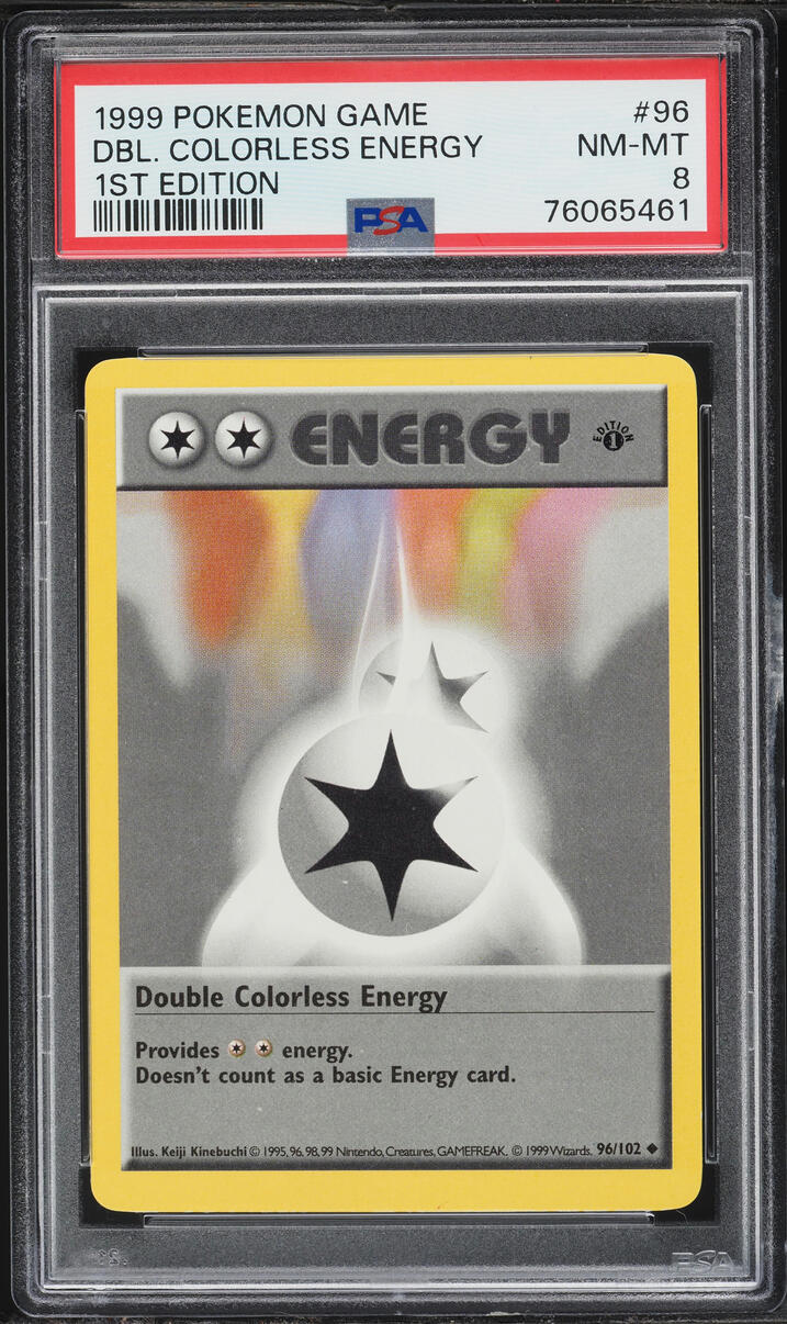 1999 Pokemon Base Set Shadowless 1st Edition Double Colorless Energy #96 PSA 8 NM-MT