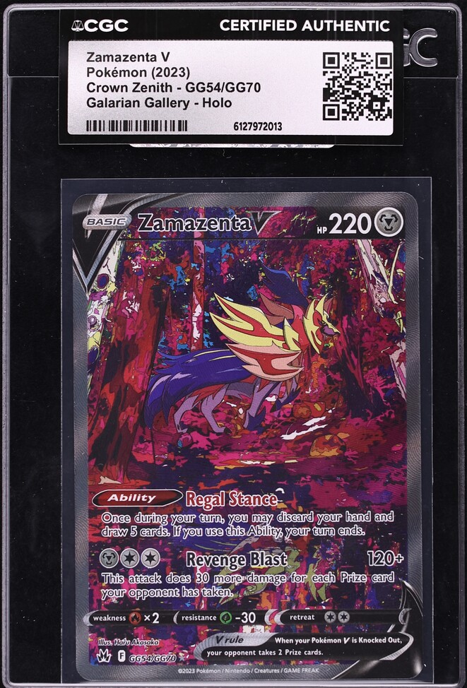 2023 Pokemon Sword & Shield Crown Zenith Full Art Zamazenta V #GG54 CGC AUTH