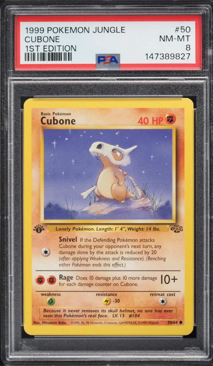 1999 Pokemon Jungle 1st Edition Cubone #50 PSA 8 NM-MT