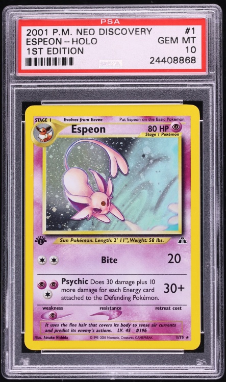 2001 Pokemon Neo Discovery 1st Edition Holo Espeon #1 PSA 10 GEM MINT