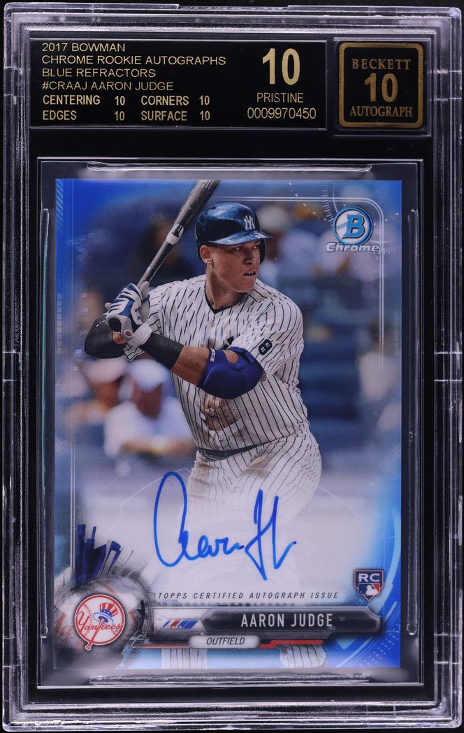 2017 Bowman Chrome Blue Refractor Aaron Judge ROOKIE AUTO /125 #AJ BGS 10 PRISTINE, BLACK LABEL