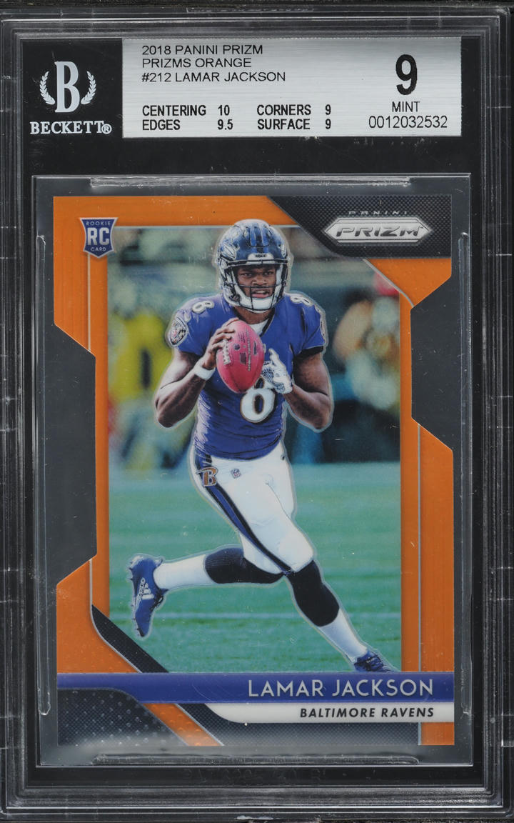 2018 Panini Prizm Orange Die-Cut Lamar Jackson ROOKIE /249 #212 BGS 9 MINT