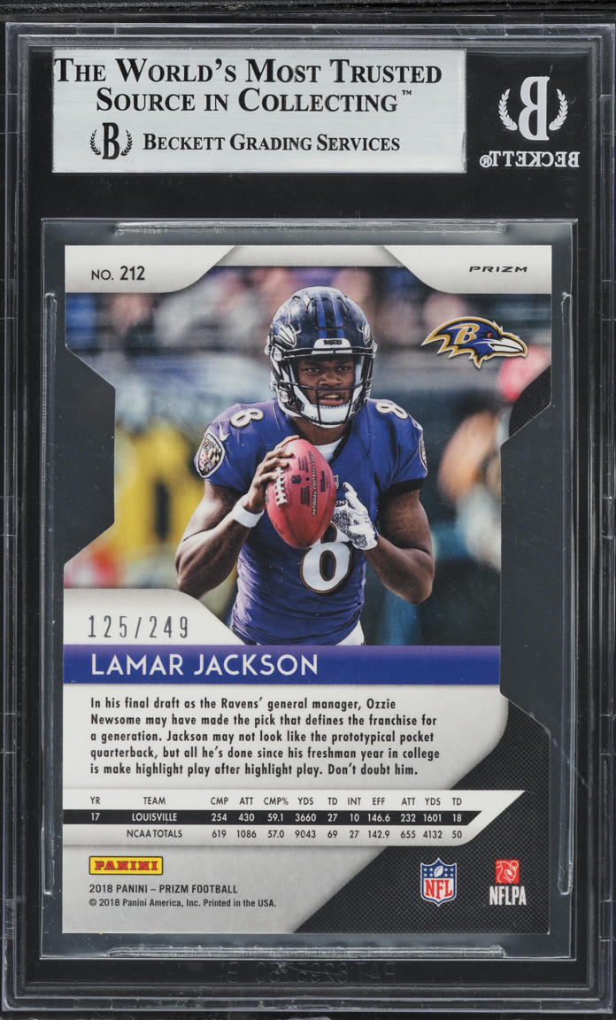 2018 Panini Prizm Orange Die-Cut Lamar Jackson ROOKIE /249 #212 BGS 9 MINT