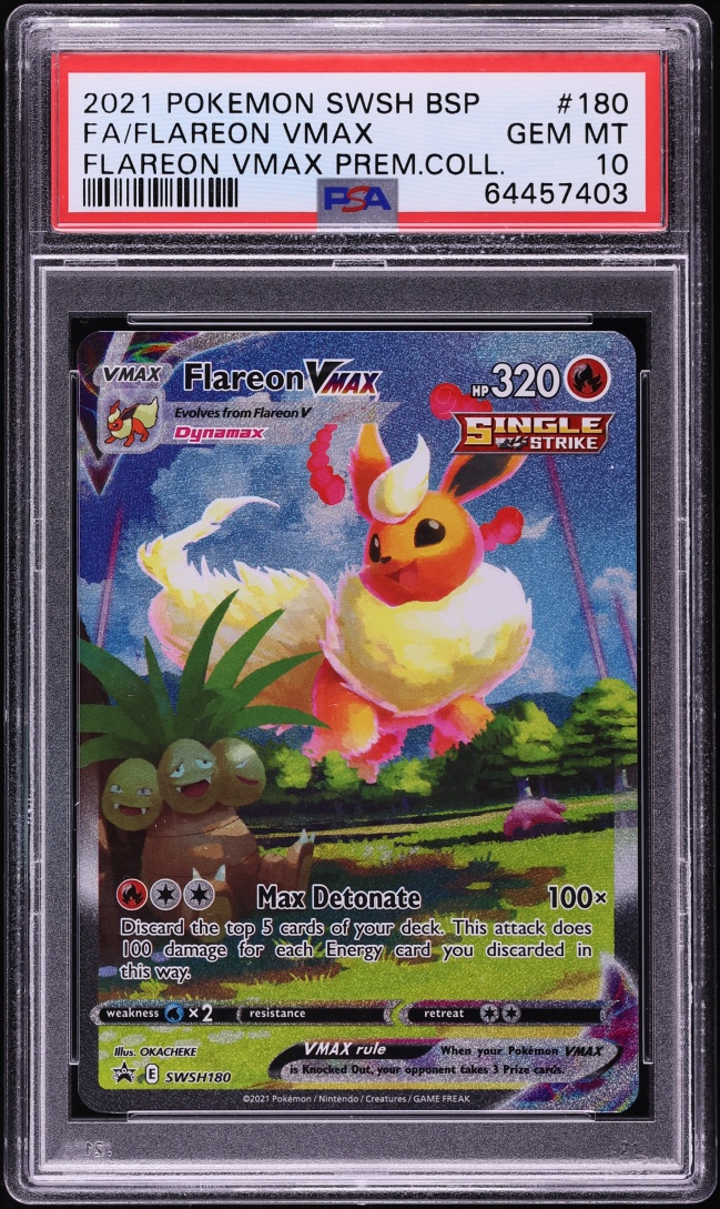 2021 Pokemon Sword & Shield Promo Premium Full Art Flareon VMAX #SWSH180 PSA 10 GEM MINT