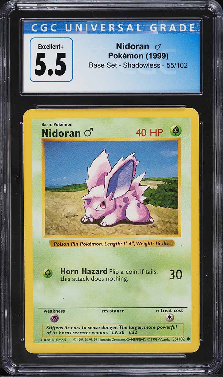 1999 Pokemon Base Set Shadowless Nidoran #55 CGC 5.5 EX+