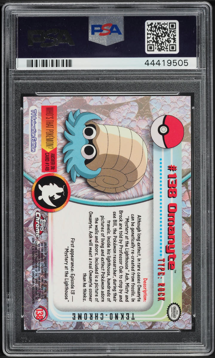 2000 Topps Chrome Pokemon Series 2 Tekno Omanyte #138 PSA 10 GEM MINT