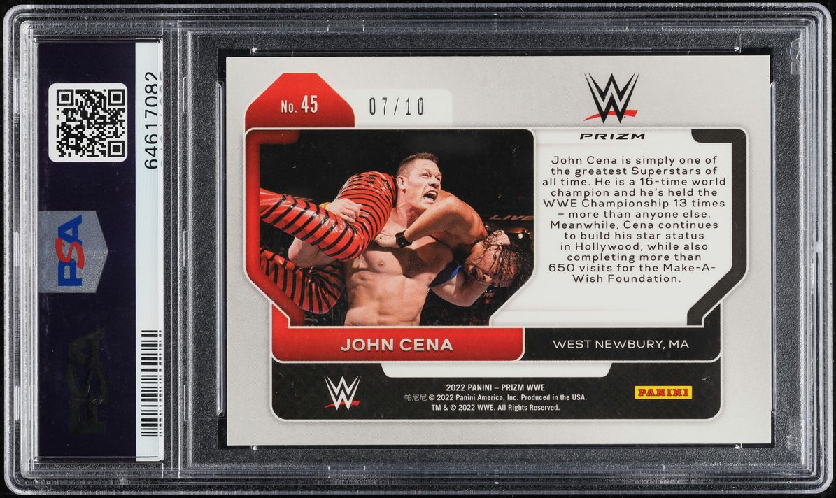 2022 Panini Prizm WWE Gold John Cena /10 #45 PSA 10 GEM MINT