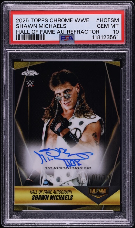 2025 Topps Chrome WWE Hall Of Fame Refractor Shawn Michaels AUTO /175 #HOFSM PSA 10 GEM MINT