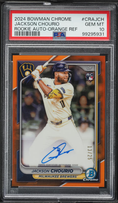 2024 Bowman Chrome Orange Refractor Jackson Chourio ROOKIE AUTO