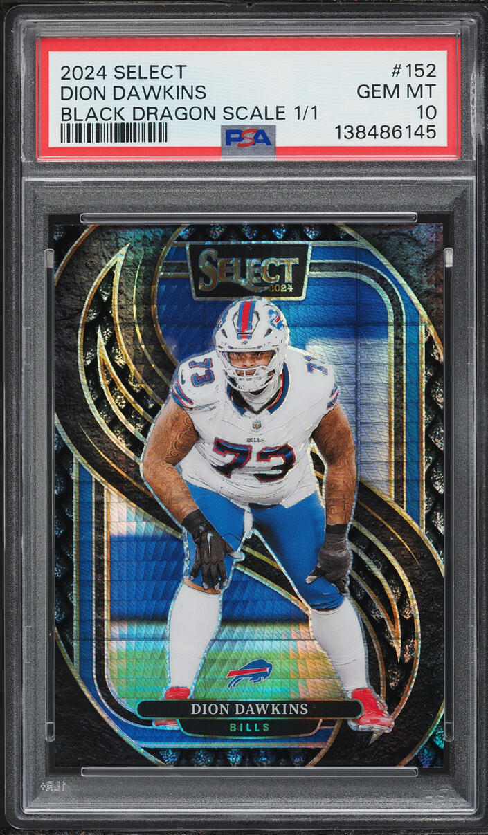 2024 Select Premier Level Black Dragon Scale Dion Dawkins 1/1 #152 PSA 10 GEM MINT
