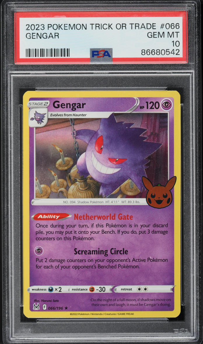 2023 Pokemon SWSH Lost Origin Trick Or Trade Gengar #66 PSA 10 GEM MINT