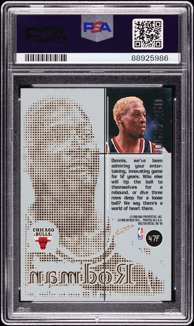 1998 Skybox Molten Metal Fusion Dennis Rodman /250 #47F PSA 8 NM-MT - Photo 2