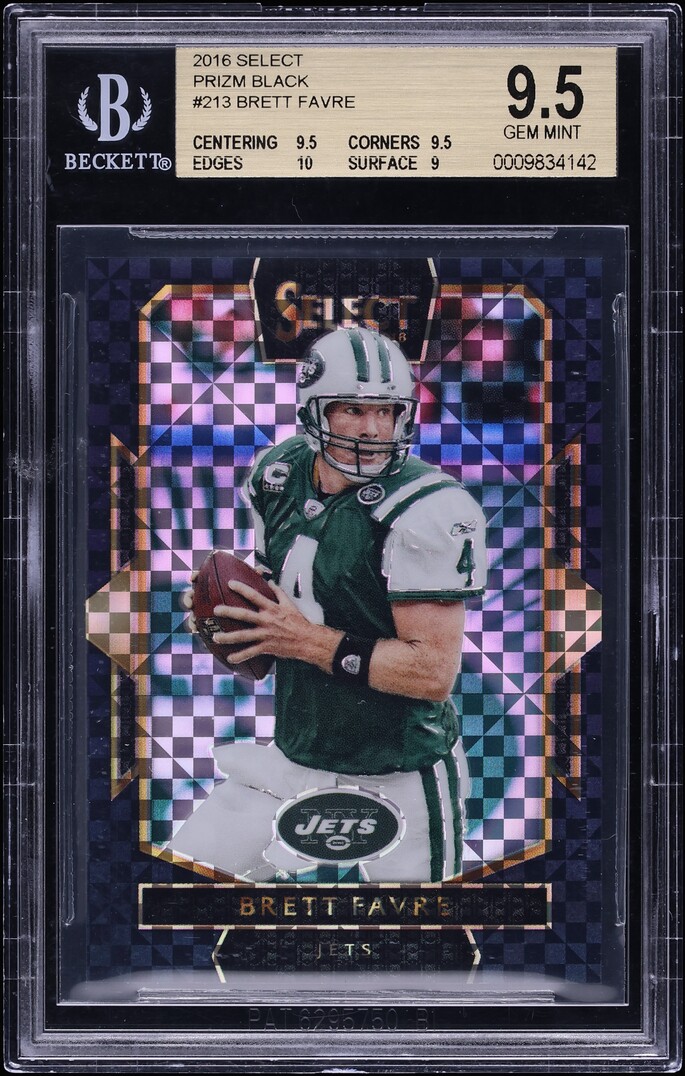 2016 Select Prizm Black Brett Favre 1/1 #213 BGS 9.5 GEM MINT - Photo 1