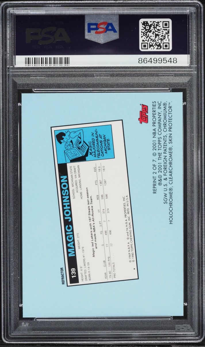 2000 Topps Chrome '80 Reprint Refractor Magic Johnson #2 PSA 9 MINT