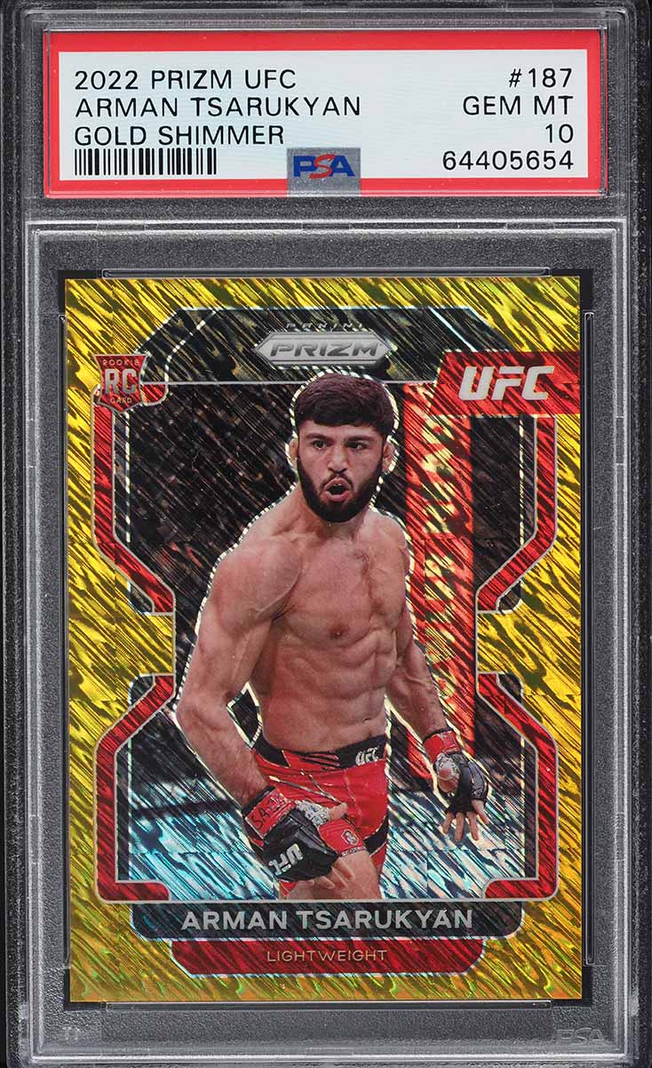 2022 Panini Prizm UFC Gold Shimmer Arman Tsarukyan ROOKIE /5 #187 PSA 10 GEM