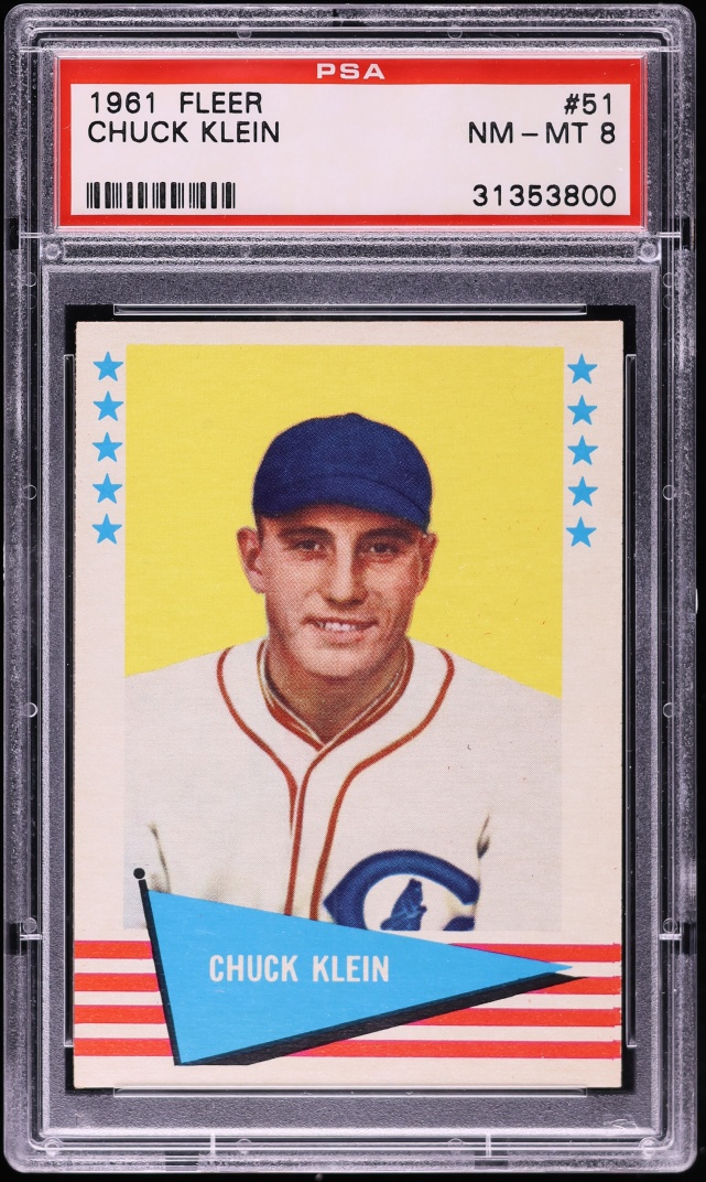 1961 Fleer Chuck Klein #51 PSA 8 NM-MT