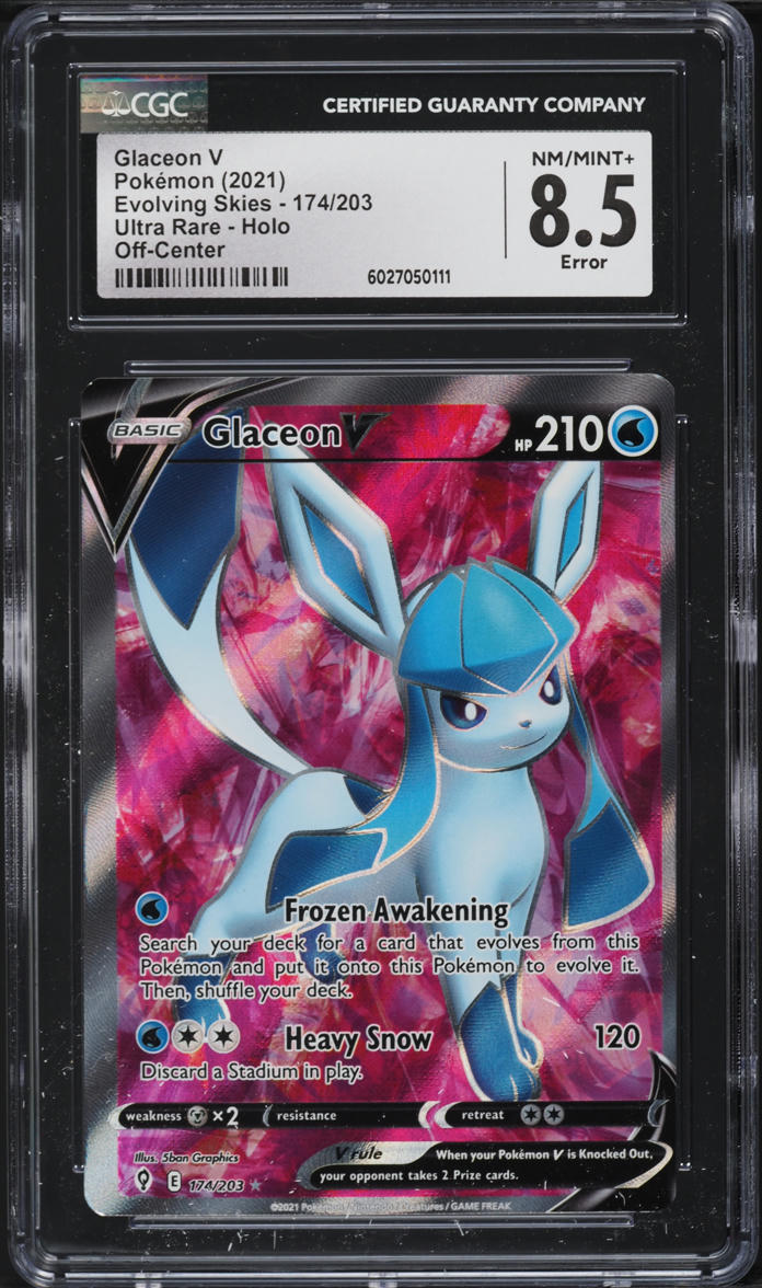2021 Pokemon Sword & Shield Evolving Skies Full Art Glaceon V #174 CGC 8.5