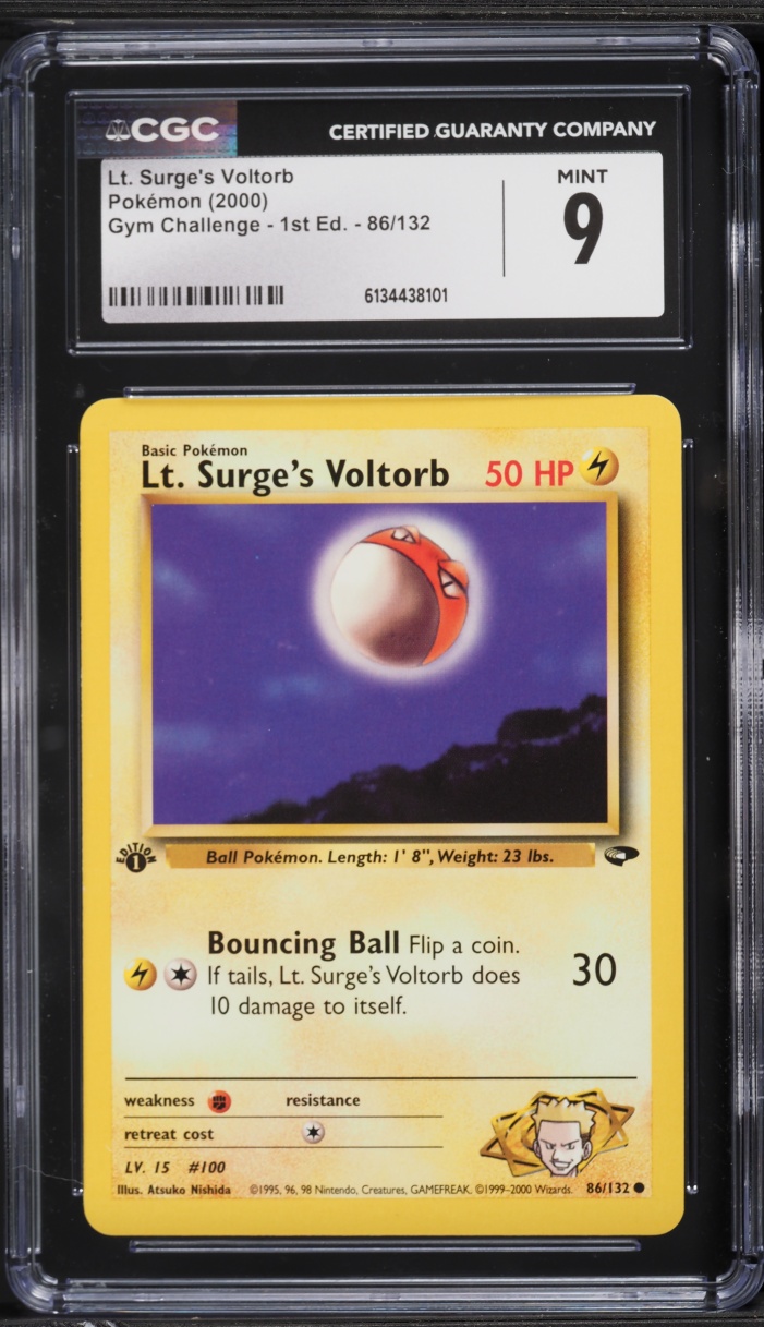 2000 Pokemon Gym Challenge 1st Edition Lt. Surge's Voltorb #86 CGC 9 MINT