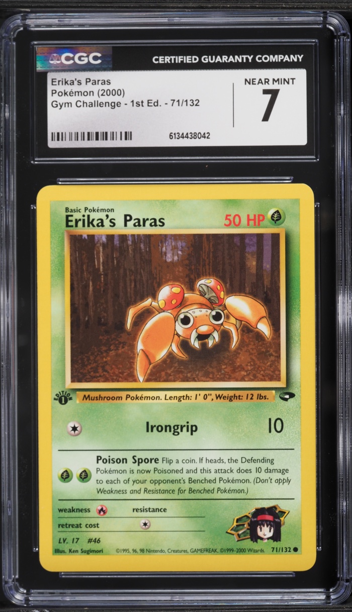 2000 Pokemon Gym Challenge 1st Edition Erika's Paras #71 CGC 7 NRMT