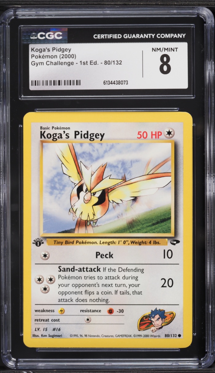 2000 Pokemon Gym Challenge 1st Edition Koga's Pidgey #80 CGC 8 NM-MT