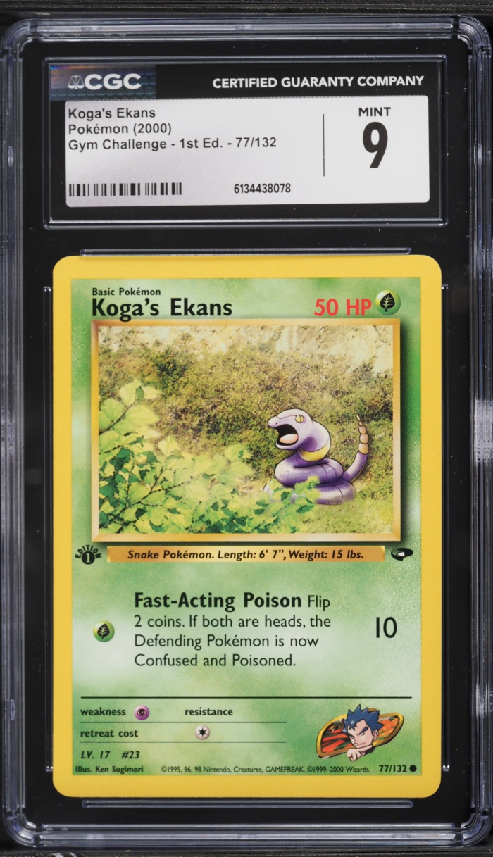 2000 Pokemon Gym Challenge 1st Edition Koga's Ekans #77 CGC 9 MINT