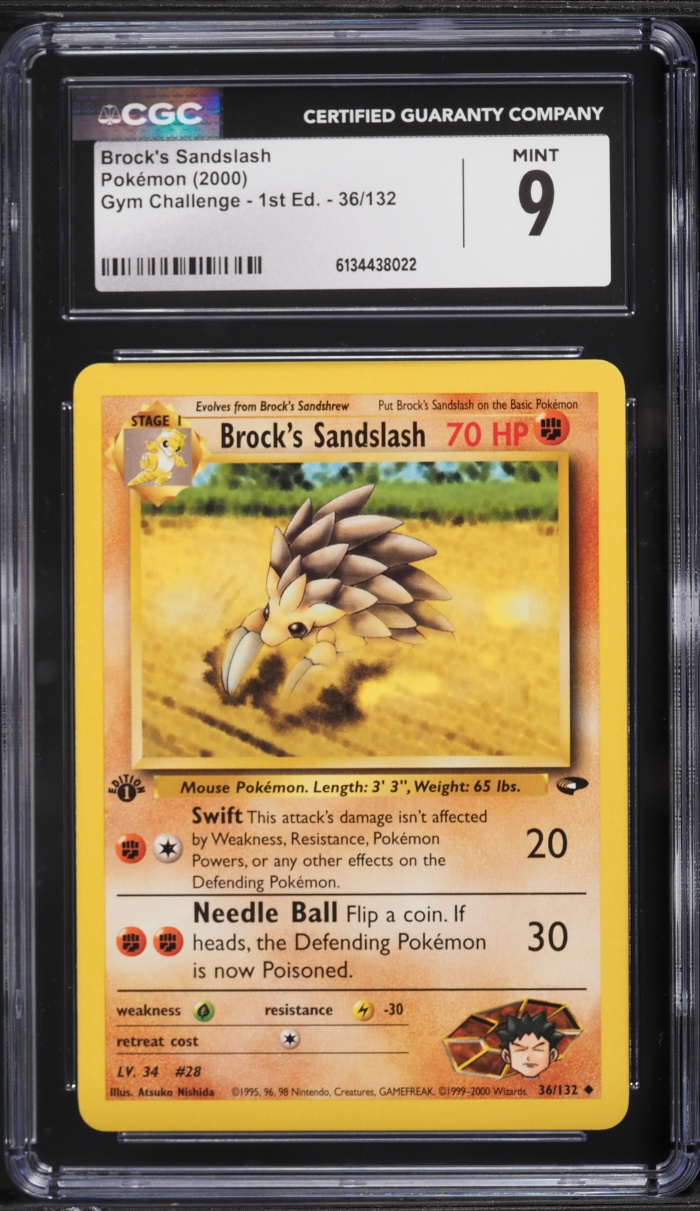 2000 Pokemon Gym Challenge 1st Edition Brock's Sandslash #36 CGC 9 MINT