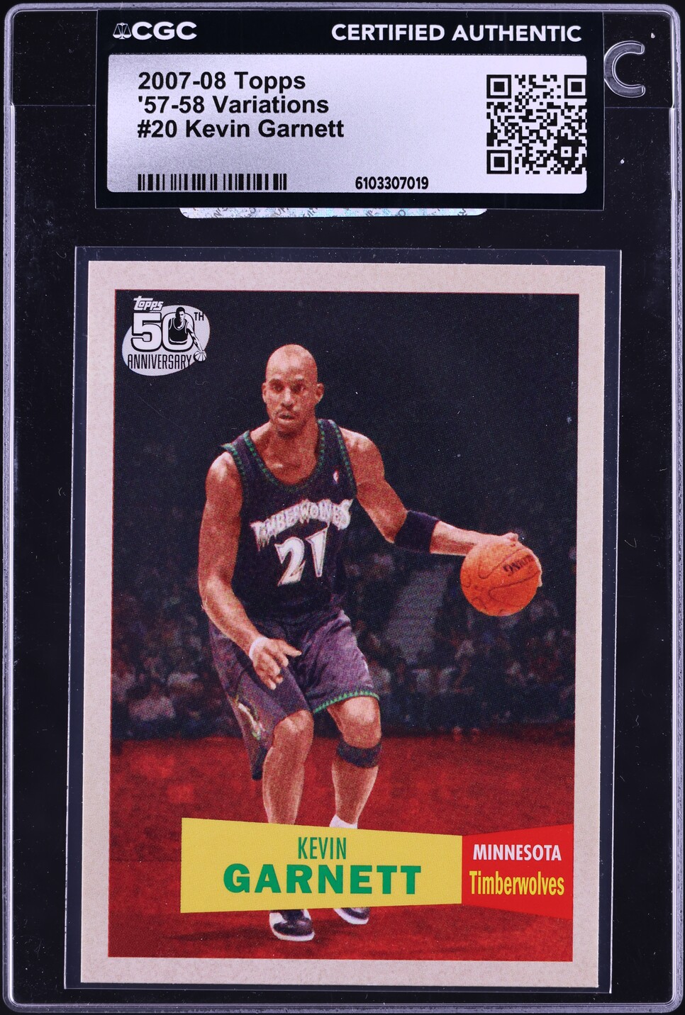 2007 Topps '57 Variations Kevin Garnett #20 CGC AUTH