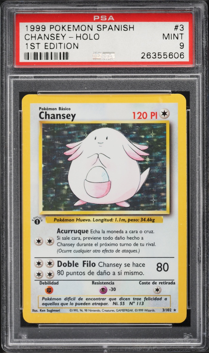 1999 Pokemon Spanish Base Set 1st Edition Holo Chansey #3 PSA 9 MINT