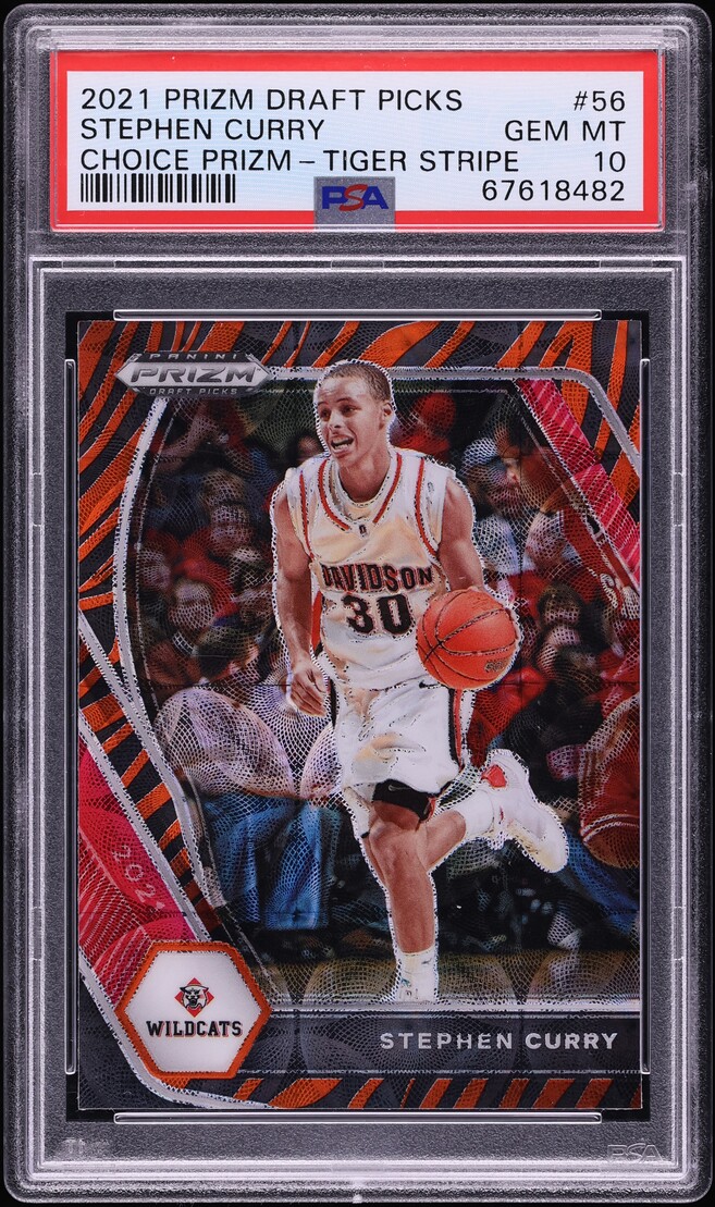 2021 Panini Prizm Draft Picks Choice Tiger Stripe Stephen Curry #56 PSA 10 GEM MINT