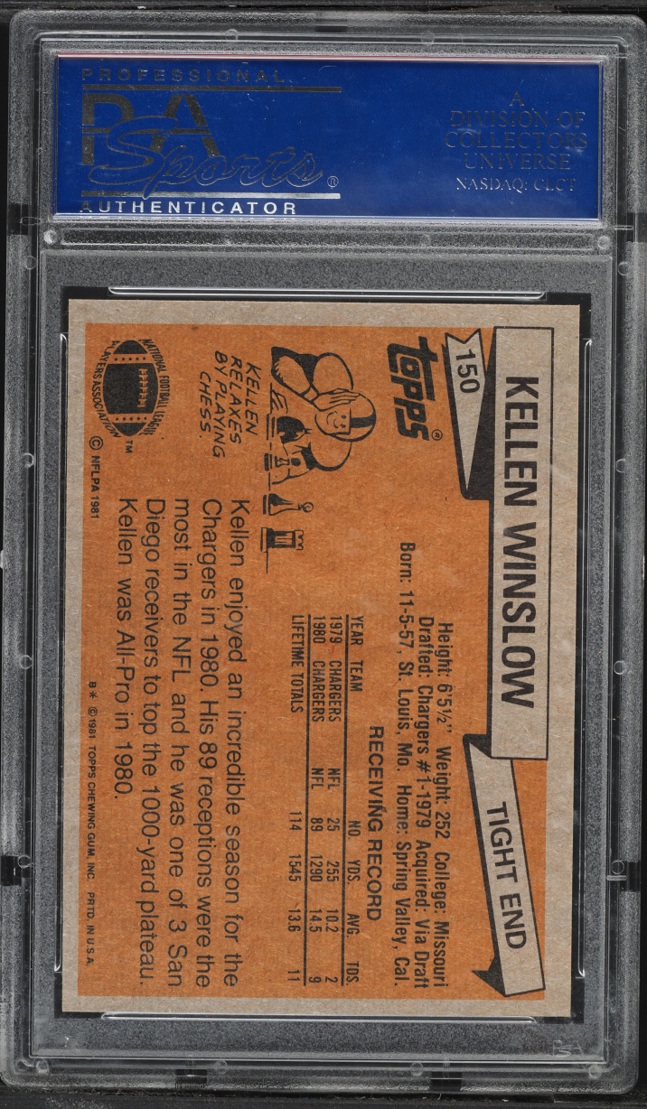 1981 Topps Football Kellen Winslow ROOKIE #150 PSA 9 MINT