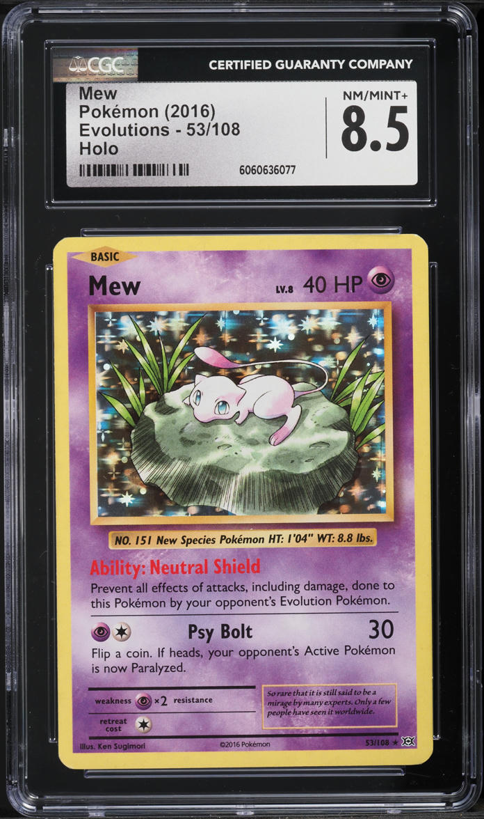 2016 Pokemon XY Evolutions Holo Mew #53 CGC 8.5 NM-MT+