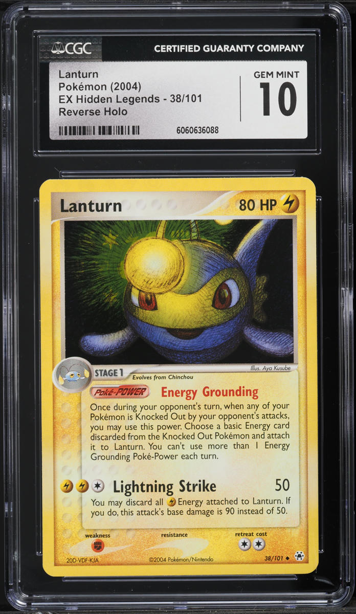 2004 Pokemon EX Hidden Legends Reverse Holo Lanturn #38 CGC 10 GEM MINT