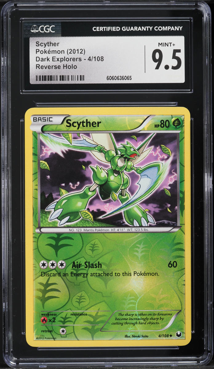 2012 Pokemon Black & White Dark Explorers Reverse Holo Scyther #4 CGC 9.5 MINT+