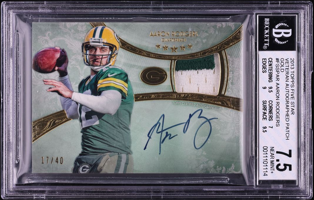 2013 Topps Five Star Gold Aaron Rodgers PATCH AUTO /40 #FSSP-AR BGS 7.5 NRMT+