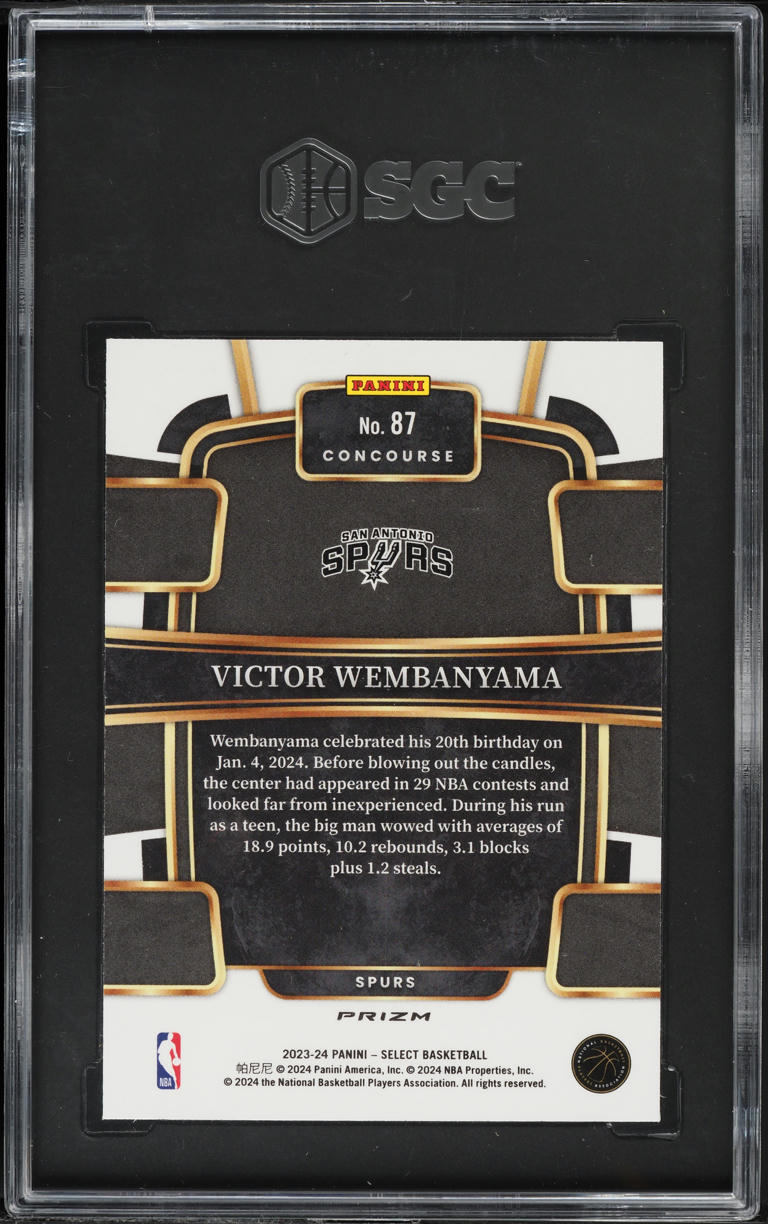 2023 Select Concourse Tectonic Prizm Victor Wembanyama ROOKIE #87 SGC 9.5 MINT+
