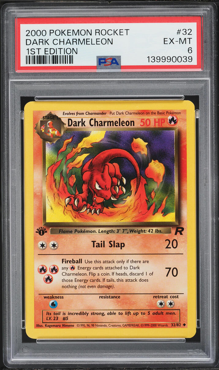 2000 Pokemon Team Rocket 1st Edition Dark Charmeleon #32 PSA 6 EXMT