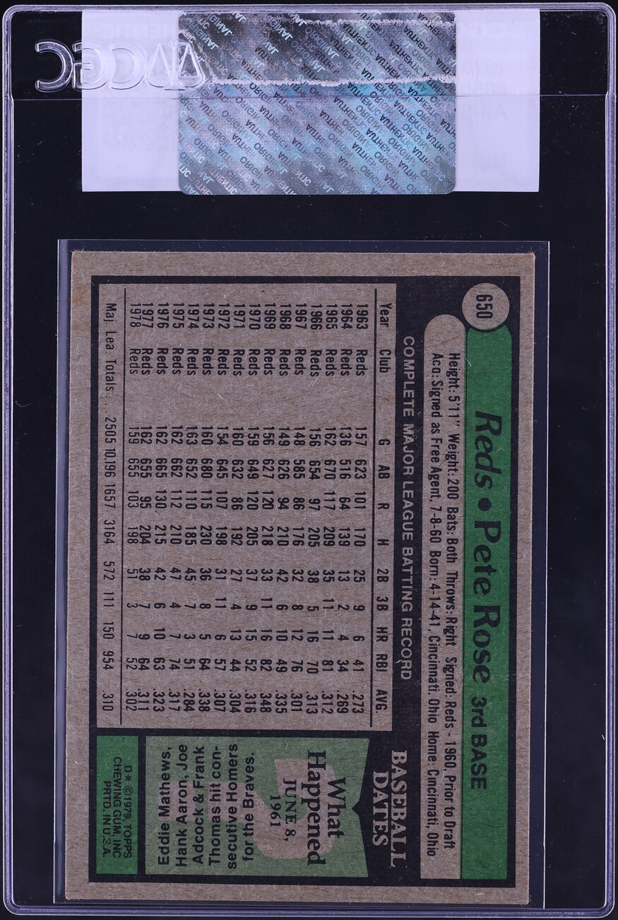 1979 Topps Pete Rose ALL-STAR #650 CGC AUTH