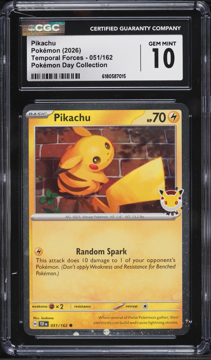 2026 Pokemon Scarlet & Violet Temporal Forces Day Collection Pikachu #51 CGC 10 Gem Mint