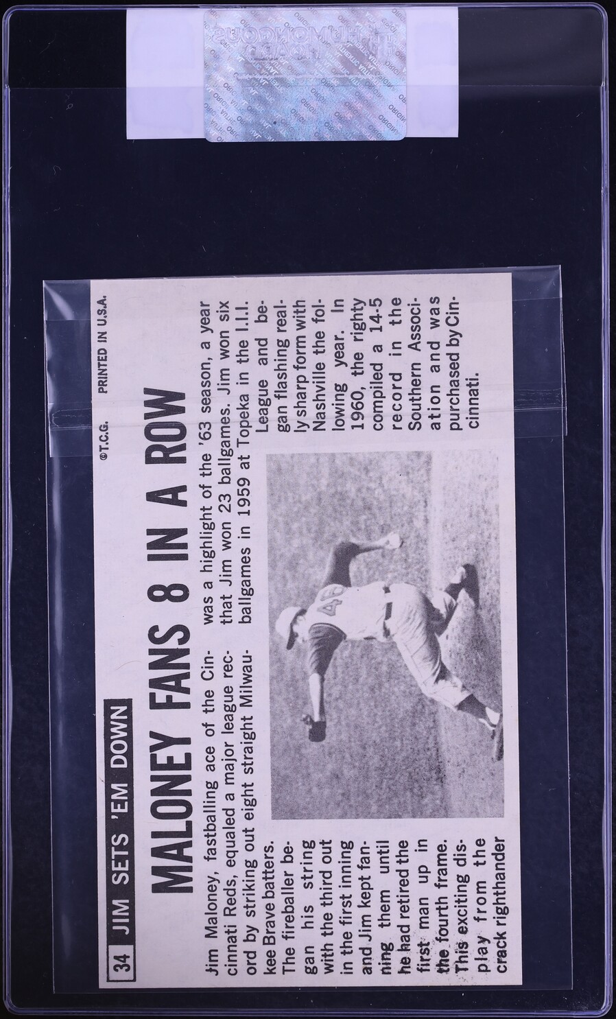 1964 Topps Giants Jim Maloney #34 CGC AUTH