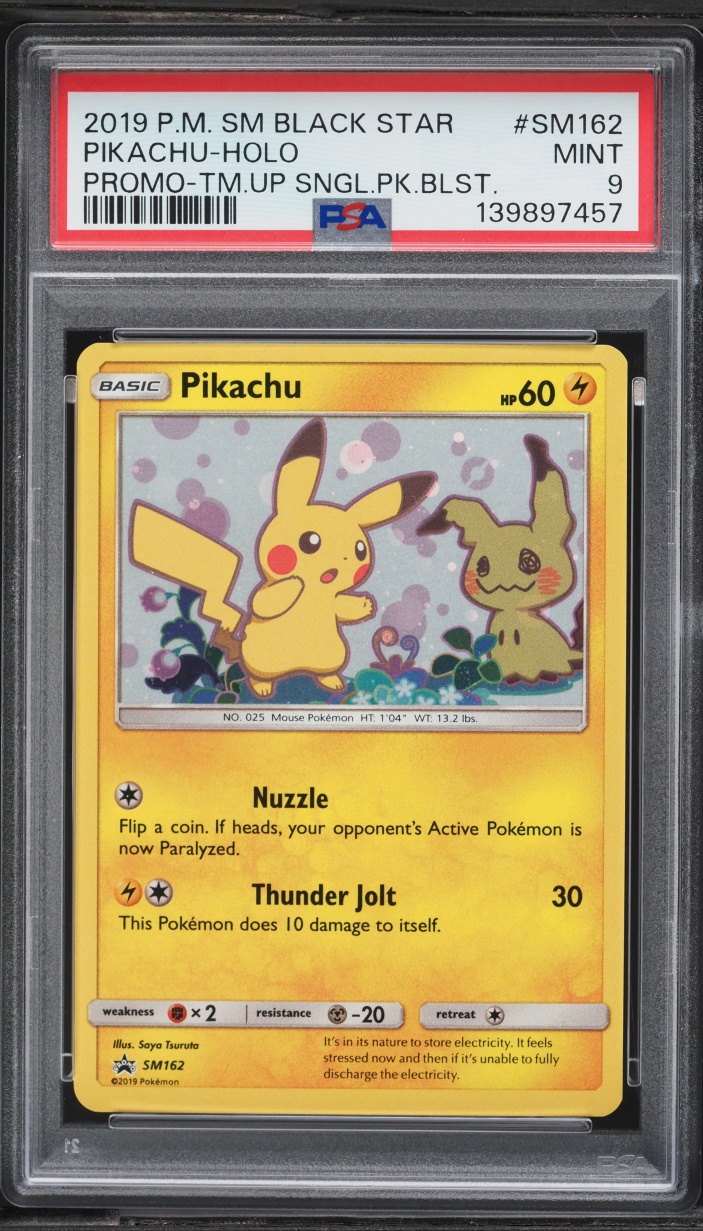2019 Pokemon Sun & Moon Promo Team Up Holo Pikachu #SM162 PSA 9 MINT