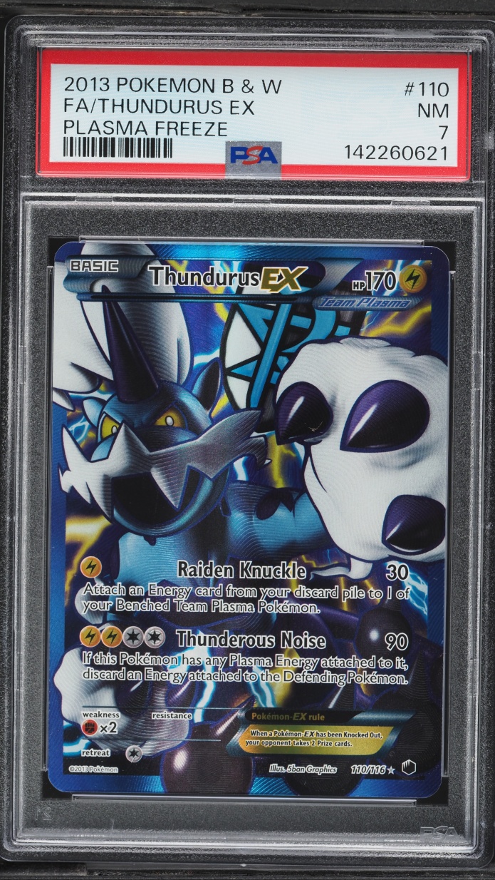 2013 Pokemon Black & White Plasma Freeze Full Art Thundurus EX #110 PSA 7 NRMT
