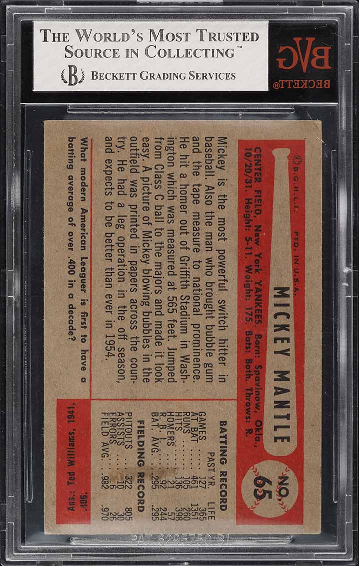 1954 Bowman Mickey Mantle #65 BVG 4.5 VGEX+