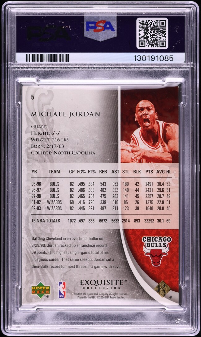 2005 Exquisite Collection Rainbow Michael Jordan 1/1 #5 PSA 6 EXMT