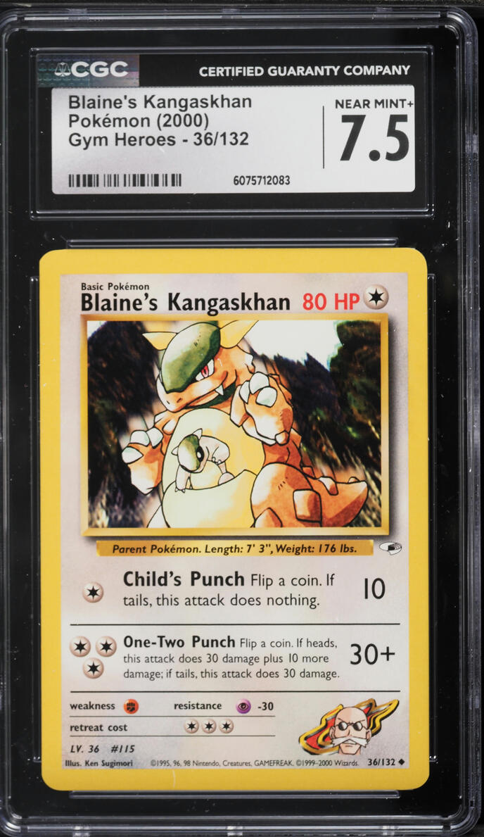 2000 Pokemon Gym Heroes Blaine's Kangaskhan #36 CGC 7.5 NRMT+