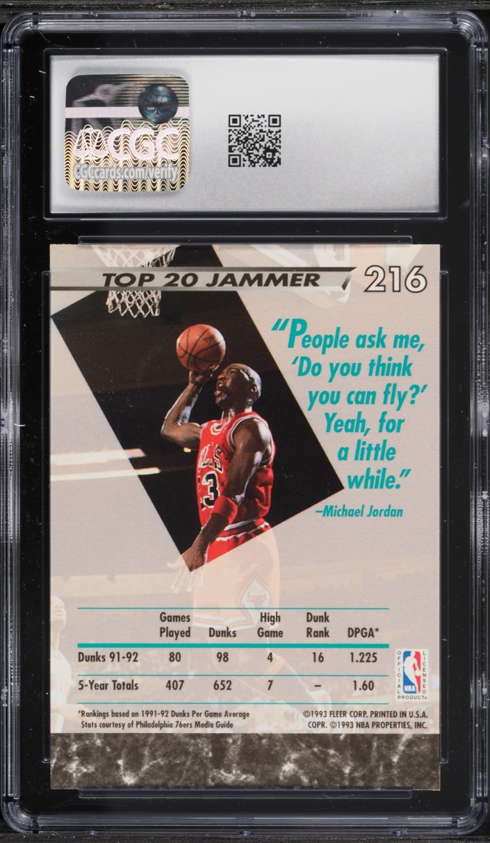 1992 Ultra Basketball Michael Jordan #216 CGC 8.5 NM-MT+